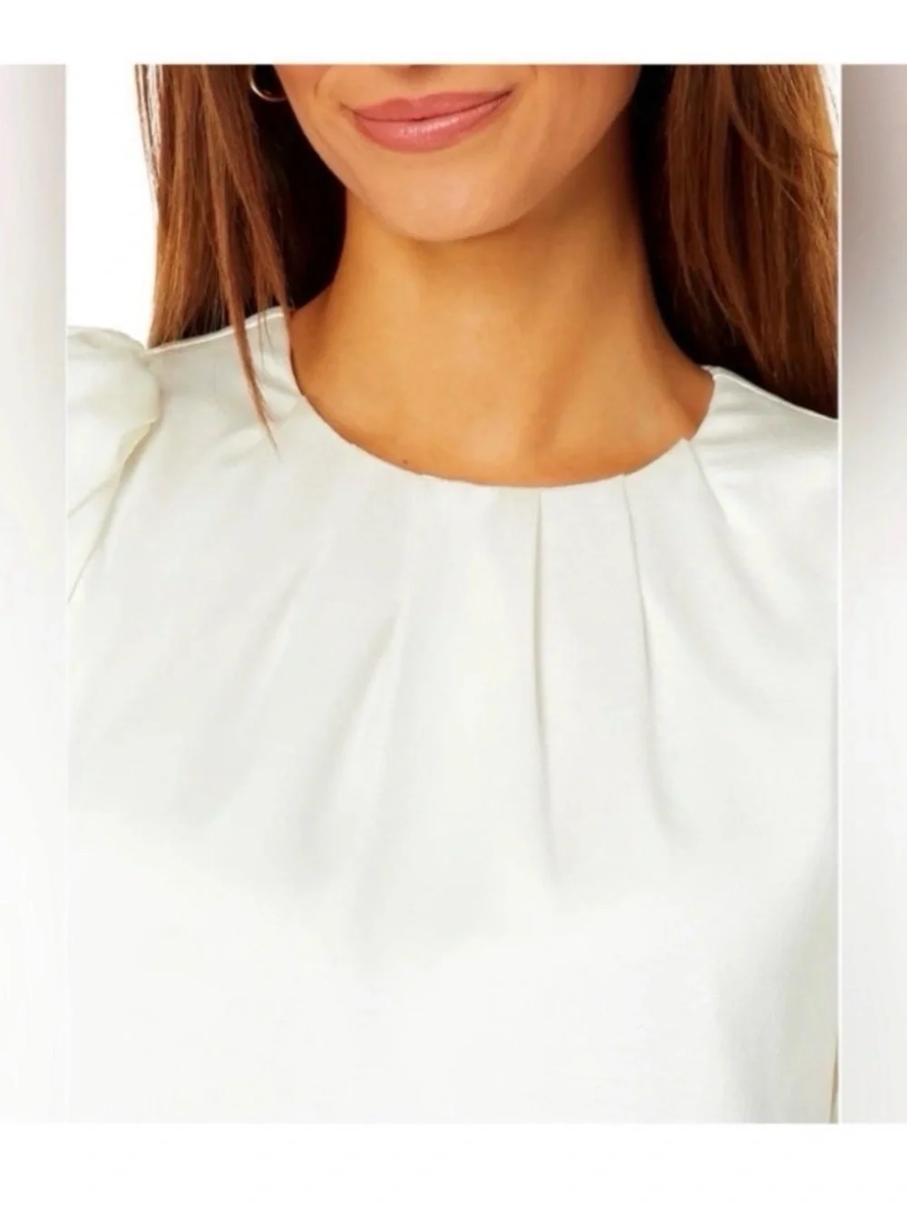 LILLY PULITZER Ivory Silky Satin Peplum Top